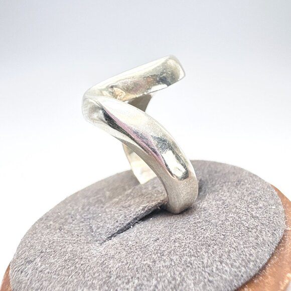 VTG Solid Sterling Silver 925 Freeform Abstract Design Band Ring Size 7.25 - Picture 2 of 8